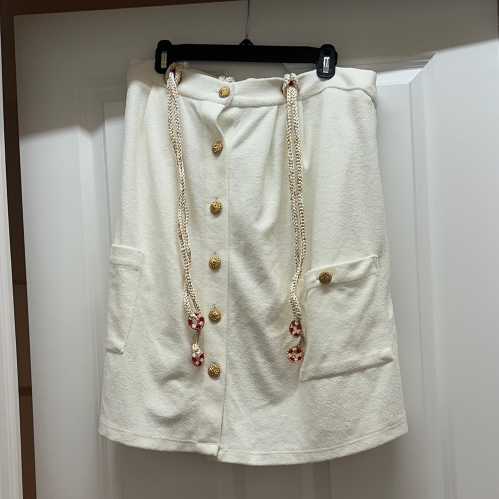 My Beachy Side x Emily in Paris terry cloth dress with Gold fabric Buttons